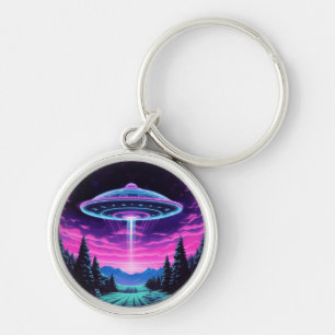 Alien Spaceship Retro Futuristic Key Ring
