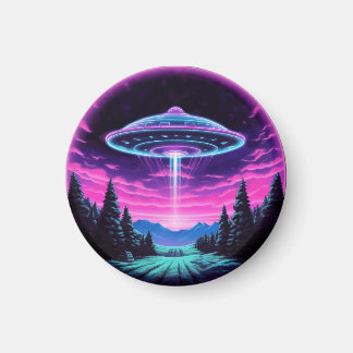 Alien Spaceship Retro Futuristic Magnet