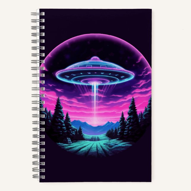 Alien Spaceship Retro Futuristic Notebook (Front)