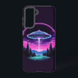 Alien Spaceship Retro Futuristic Samsung Galaxy Case<br><div class="desc">Step into a world of otherworldly wonder with our mesmerising Alien Spaceship Vaporwave Aesthetic Art Print. Against the backdrop of a starlit sky, this captivating scene depicts an alien spaceship hovering over a serene night field, casting an ethereal glow that bathes the surroundings in a surreal light. Inspired by the...</div>