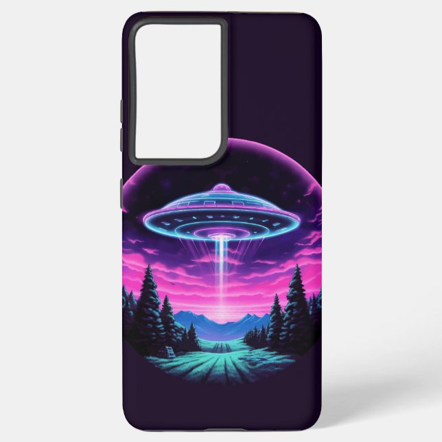 Alien Spaceship Retro Futuristic Samsung Galaxy S21 Ultra Case (Back)