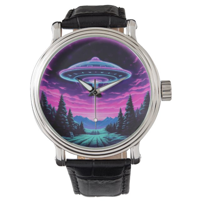 Alien Spaceship Retro Futuristic Watch (Front)