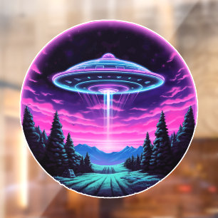 Alien Spaceship Retro Futuristic Window Cling
