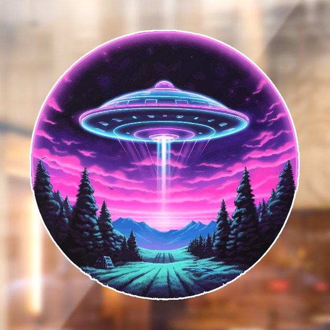 Alien Spaceship Retro Futuristic Window Cling (Sheet 2)