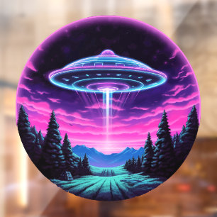 Alien Spaceship Retro Futuristic Window Cling