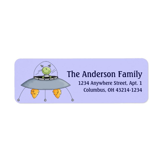 Alien Spaceship Theme Return Address Label (Front)