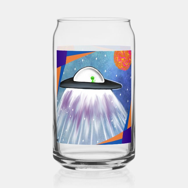 Alien spaceship UFO Space  Can Glass (Front)