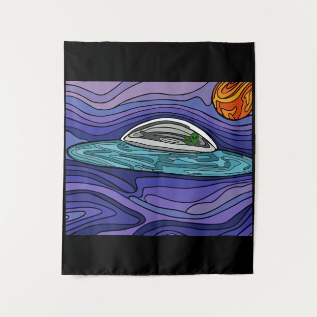Alien spaceship UFO UAP paranormal Tapestry (Front)