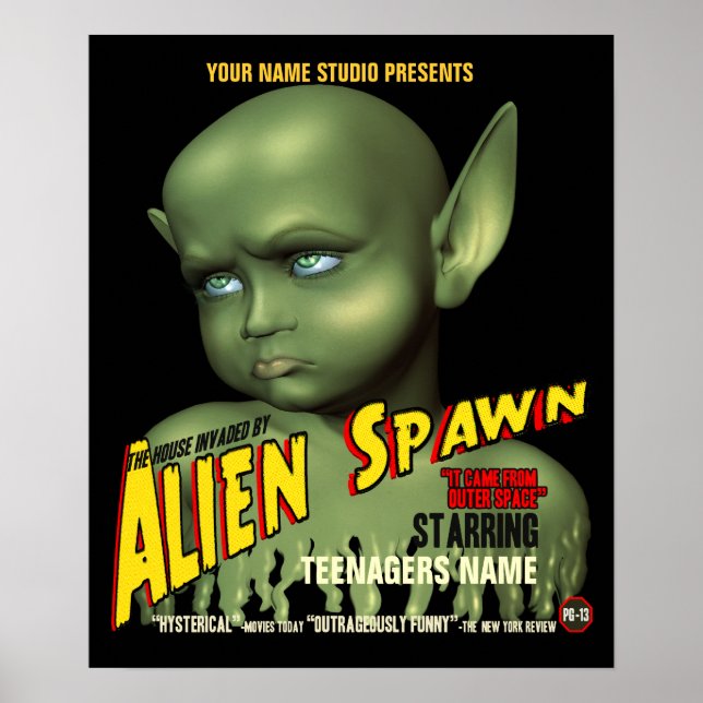 Alien Spawn B-Movie Customisable Poster (Front)