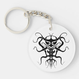 Alien Species Tribal Tattoo Design - black Keychai Key Ring