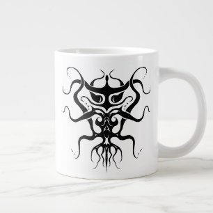 Alien Species Tribal Tattoo Design - black Large Coffee Mug