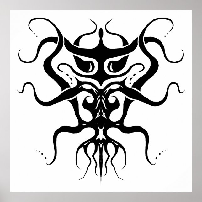Alien Species Tribal Tattoo Design - black Poster (Front)