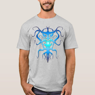 Alien Species Tribal Tattoo Design Blue T-Shirt