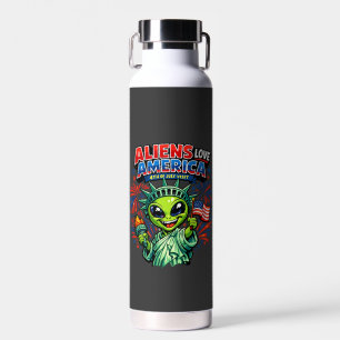 Alien Statue of Liberty 4th of July Water Bottle