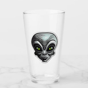 Alien Sticker Art Glass Tumbler 
