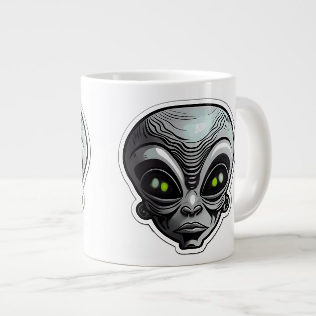 Alien Sticker Art Jumbo Mug  (Front Right)