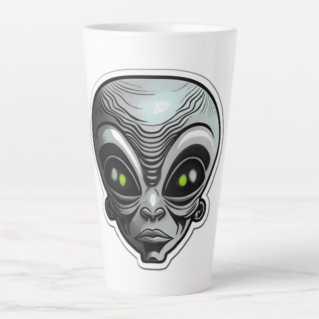 Alien Sticker Art Latte Mug  (Front)