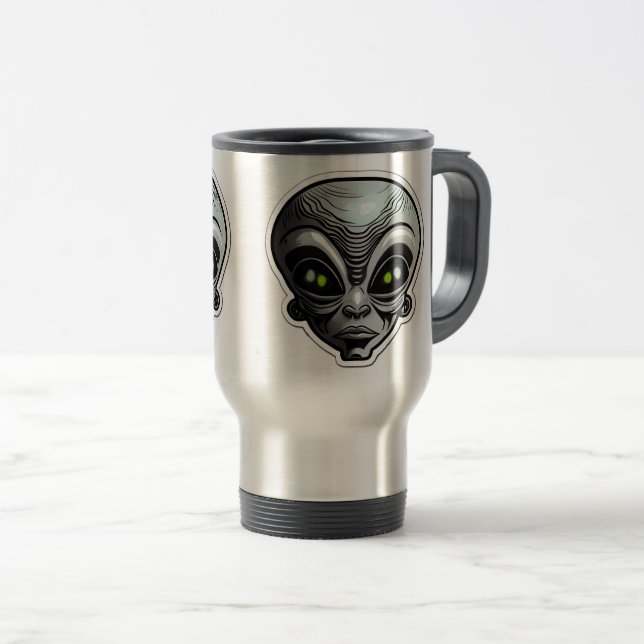 Alien Sticker Art Travel/Commuter Mug, 15 oz  Travel Mug (Front Right)
