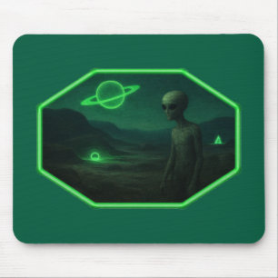 Alien Strolling Across A Dark Desolate Landscape Mouse Mat