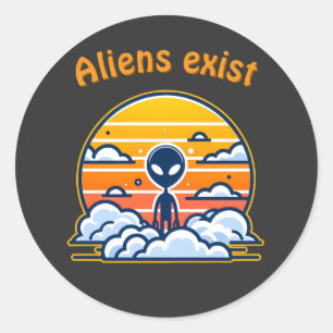 Alien Sunset Aesthetic   Sci-Fi Alien Sunset  Classic Round Sticker