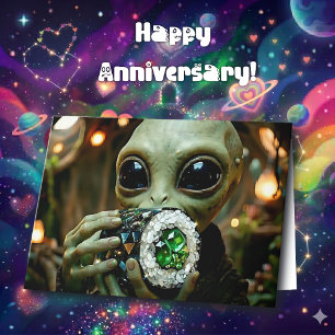 Alien & Sushi Puns Happy Anniversary Card