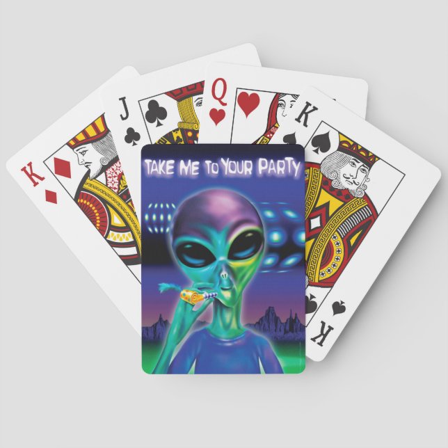 Alien 'Take me to your Party' playing cards (Back)