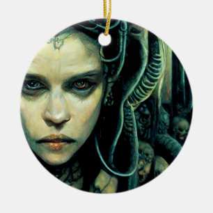 Alien Tech Girl Science Fiction Ceramic Tree Decoration