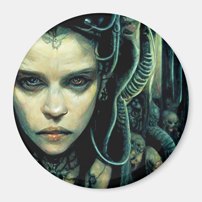 Alien Tech Girl Science Fiction Magnet (Front)