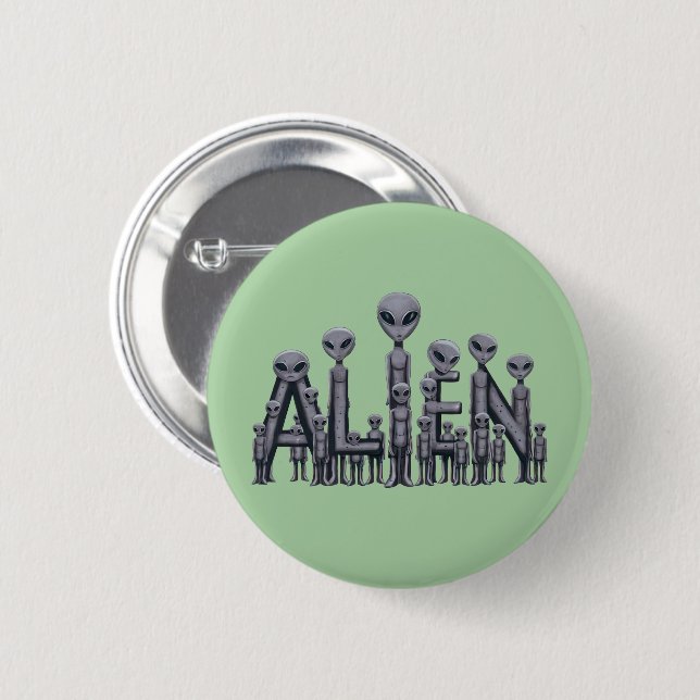 Alien Text 6 Cm Round Badge (Front & Back)