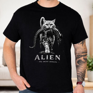 Alien The Short Version Funny Sci-Fi Horror Cat T-Shirt