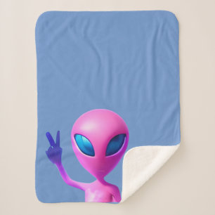 Alien Throwing A Peace Sign Blanket