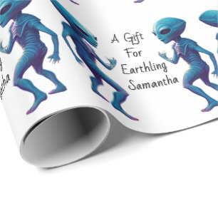 Alien to Earthling personalised gift wrap