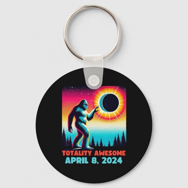 Alien Total Solar Eclipse 4.08.2024 Apparel  Key Ring (Front)