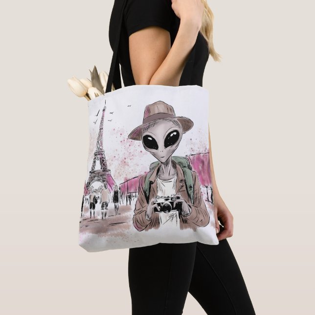 Alien Touring Paris Tote Bag (Close Up)