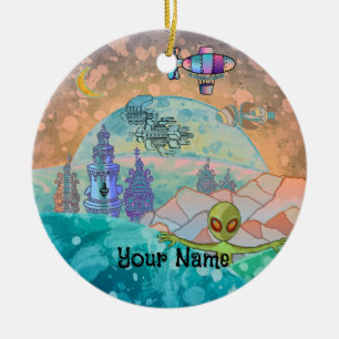 Alien Tower City Ceramic Tree Decoration