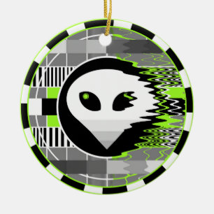 Alien TV Round ceramic ornament