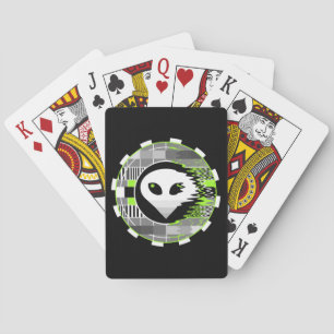 Alien TV Round playing cards black