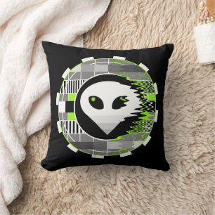 Alien TV Round throw pillow black square