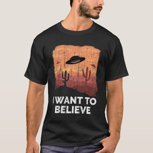 Alien UFO Abduction I Want To Believe Roswell Vint T-Shirt (Front)