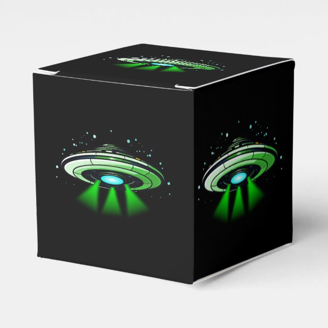Alien UFO Abduction Spaceship Birthday Party  Favour Box (Front Side)