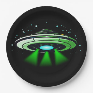 Alien UFO Abduction Spaceship Birthday Party Paper Plate