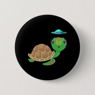 Alien, UFO, and Turtle Bizarre Abduction 6 Cm Round Badge