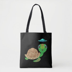 Alien, UFO, and Turtle Bizarre Abduction Tote Bag