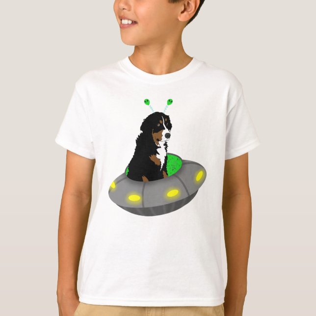 Alien UFO Bernese Mountain Dog  T-Shirt (Front)