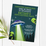 Alien UFO Birthday Party Invitation<br><div class="desc">This Alien UFO birthday party invitation is the perfect design to invite your friends and family to your outer space birthday party. Personalise the template using your party details.</div>