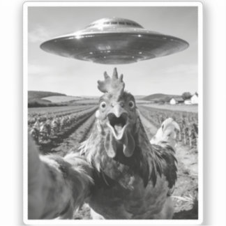 Alien UFO Chicken Art Abduction SciFi Humor