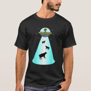 Alien UFO Cow Abduction Shirt Funny Extraterrestri