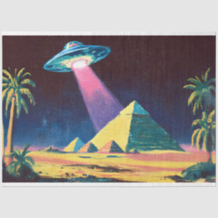 Alien UFO Egyptian Pyramids Decoupage Tissue Paper