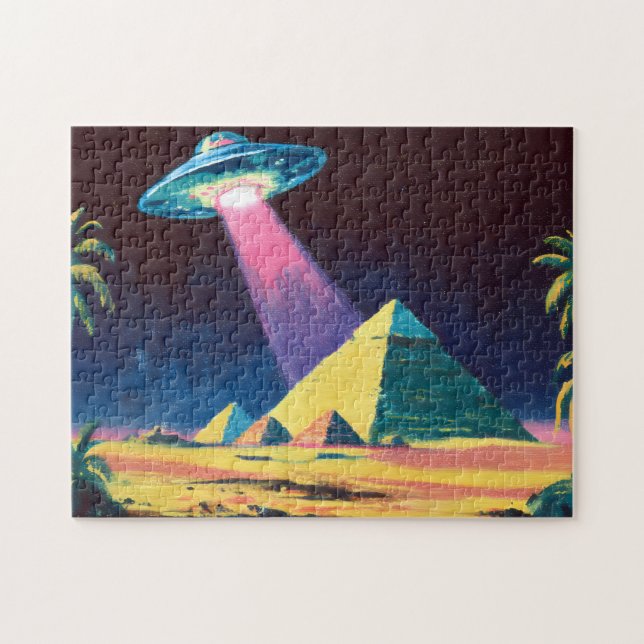 Alien UFO Egyptian Pyramids Jigsaw Puzzle (Horizontal)