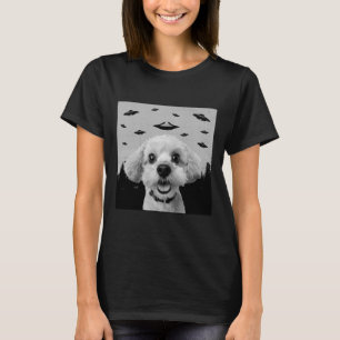 Alien UFO Funny Maltipoo Dog Lover Men Women Kids T-Shirt